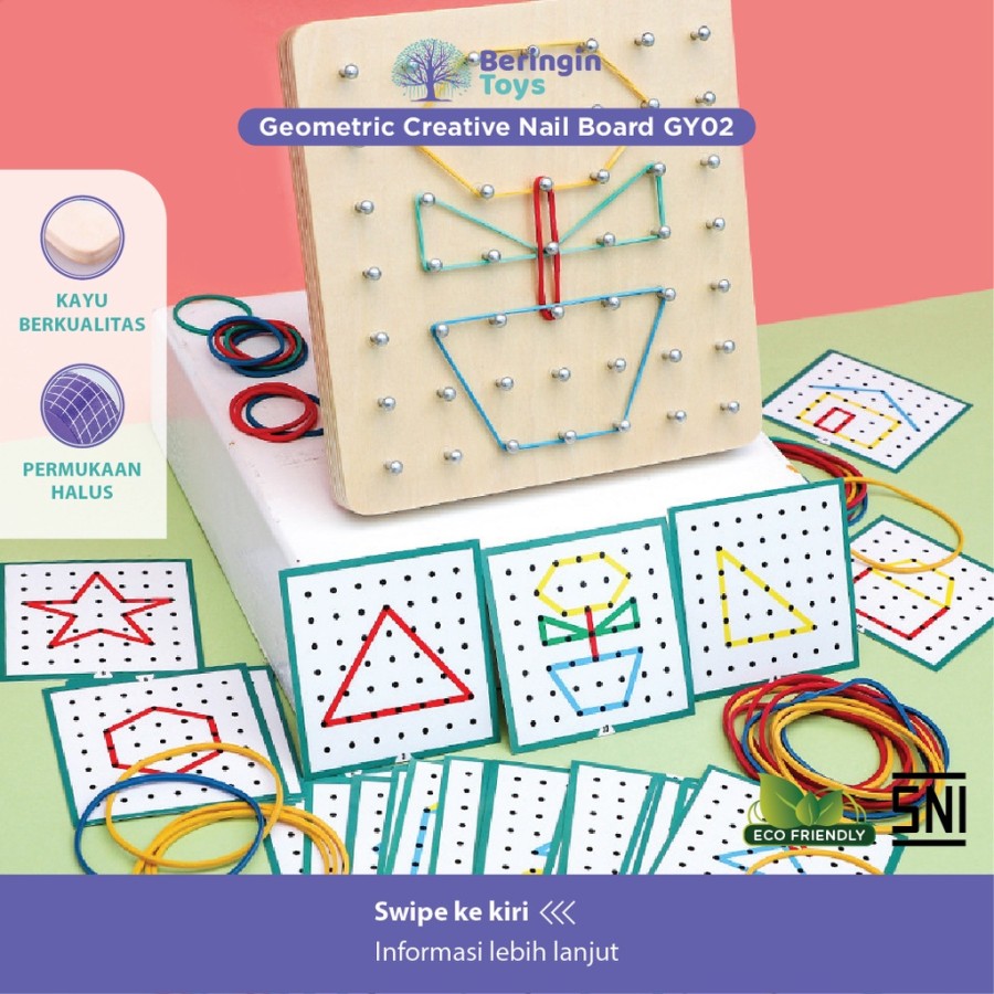 Beringin Toys - Geometric Creative Nail Board / Montessori Geometri
