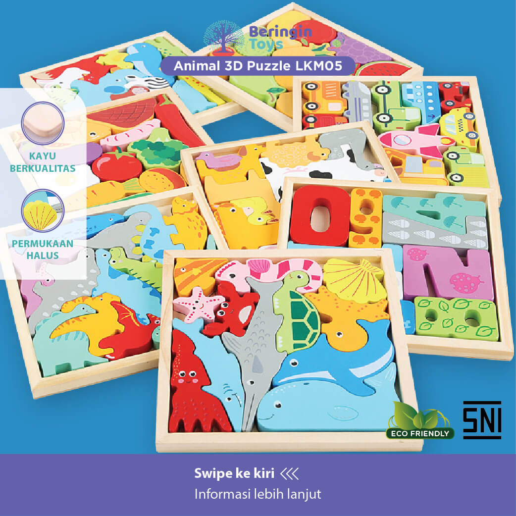 Beringin Toys Mainan Edukasi Balance Puzzle Mainan Puzzle Kayu Hewan