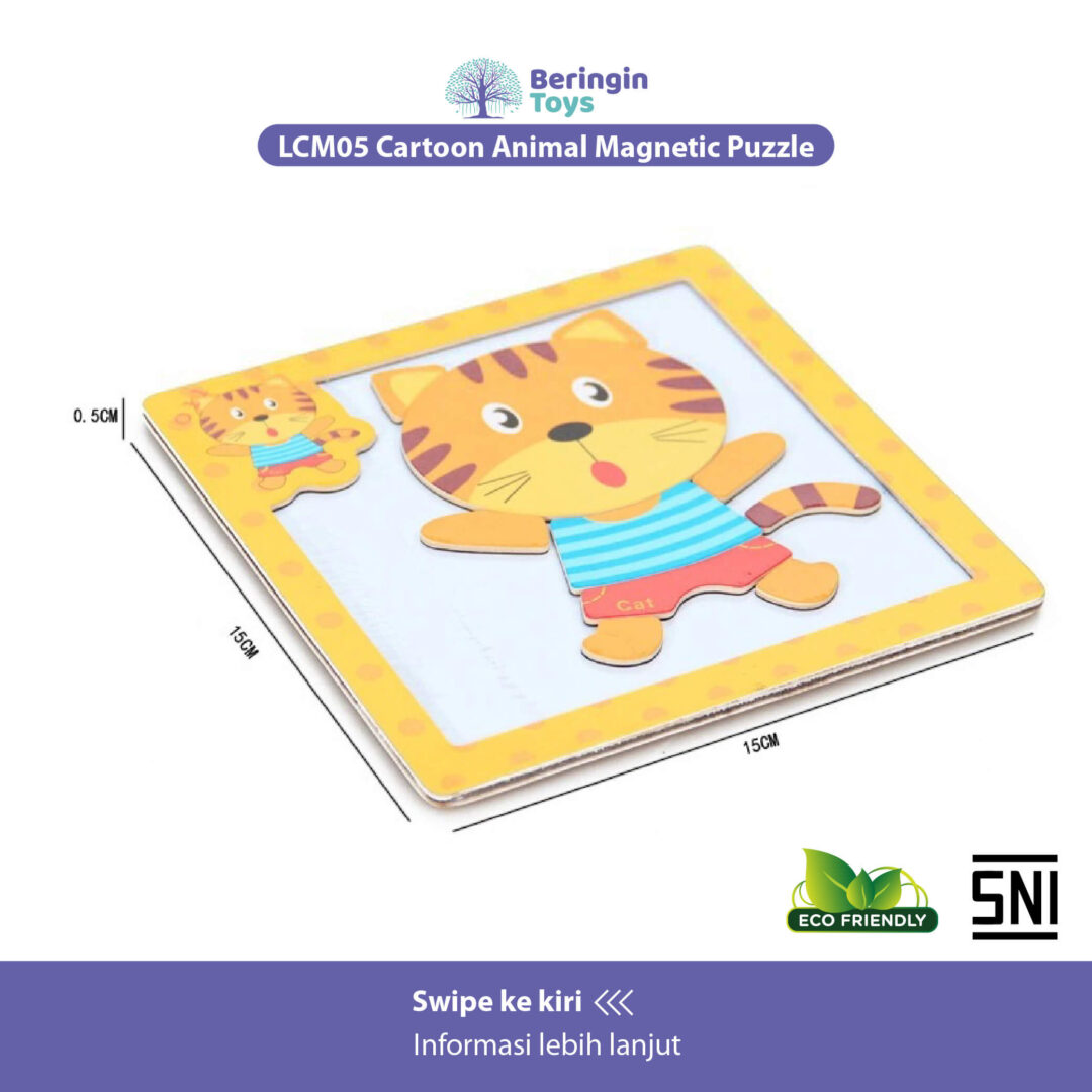 Beringin Toys Cartoon Animal Magnetic Puzzle / Mainan Edukasi - Gambar 3