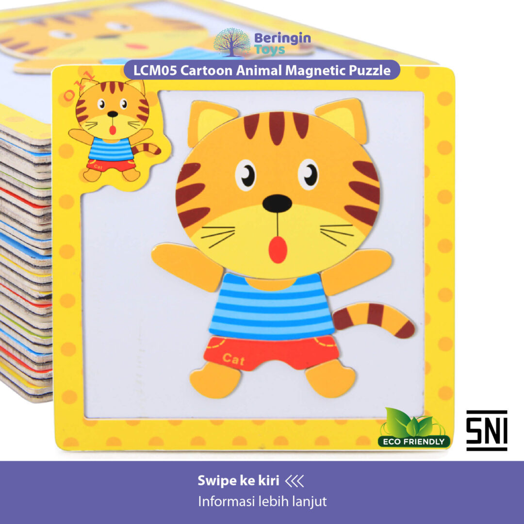 Beringin Toys Cartoon Animal Magnetic Puzzle / Mainan Edukasi - Gambar 2