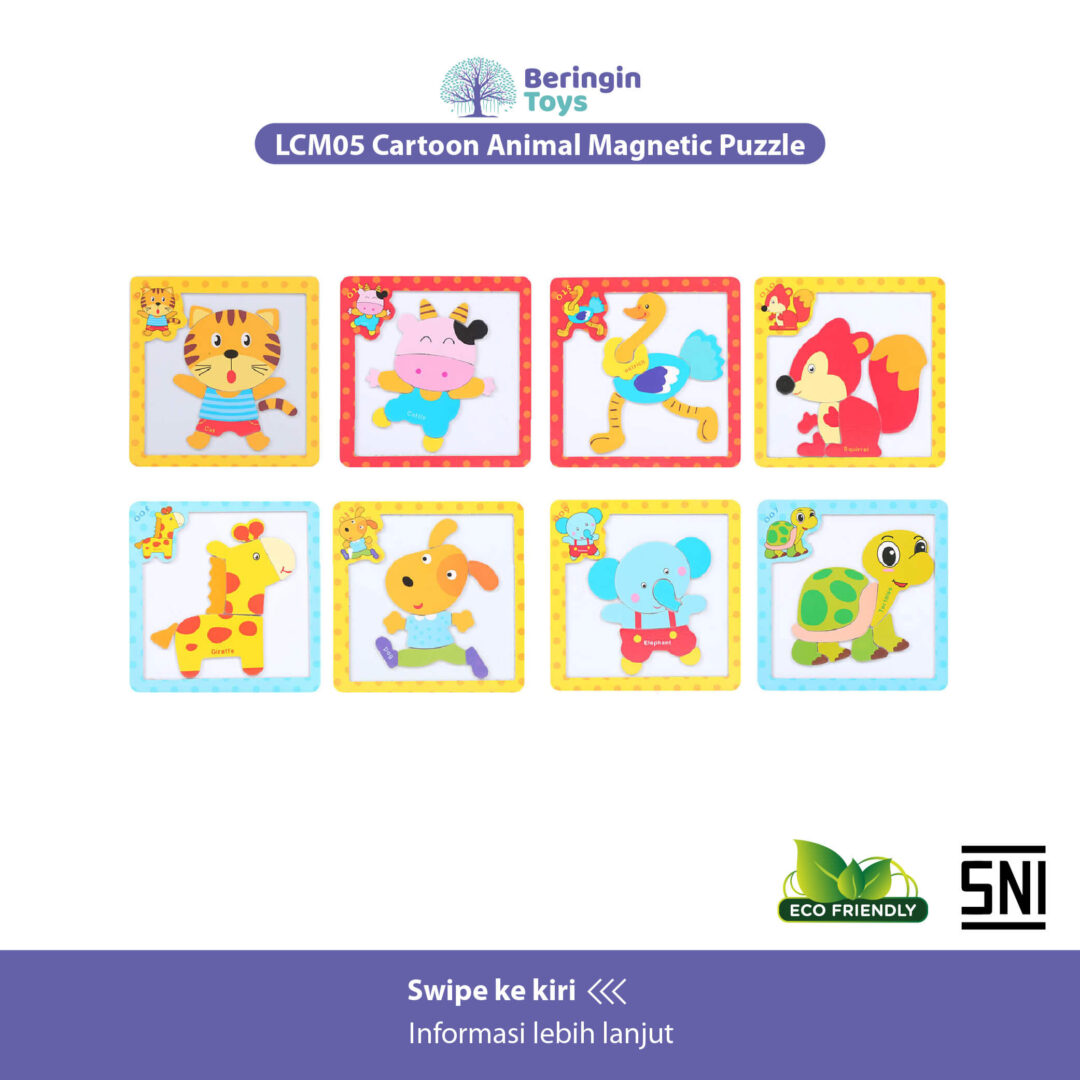 Beringin Toys Cartoon Animal Magnetic Puzzle / Mainan Edukasi - Gambar 4