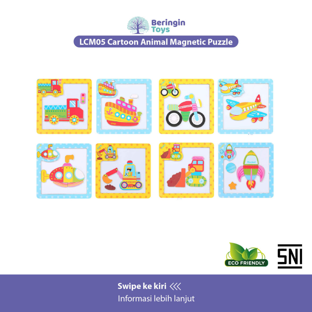 Beringin Toys Cartoon Animal Magnetic Puzzle / Mainan Edukasi - Gambar 6