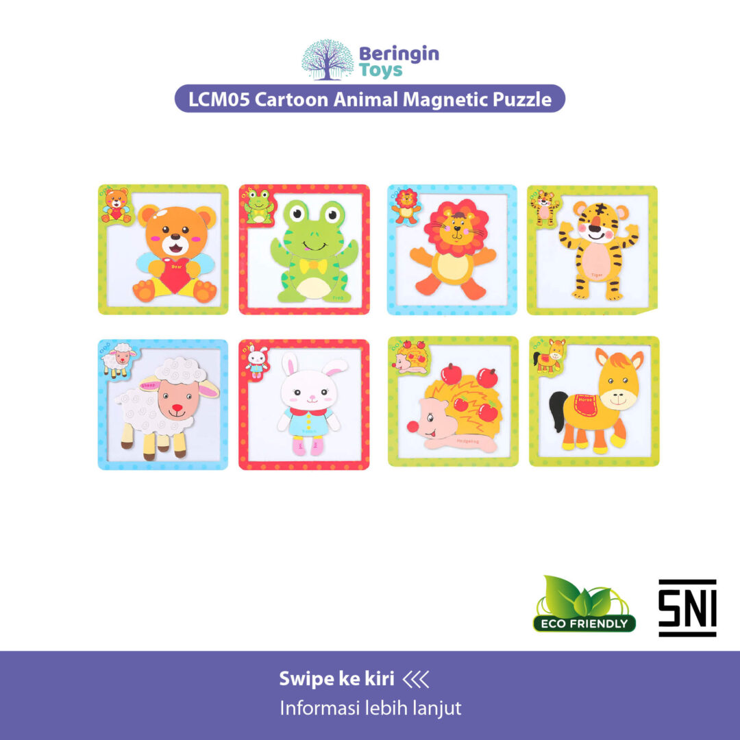 Beringin Toys Cartoon Animal Magnetic Puzzle / Mainan Edukasi - Gambar 5