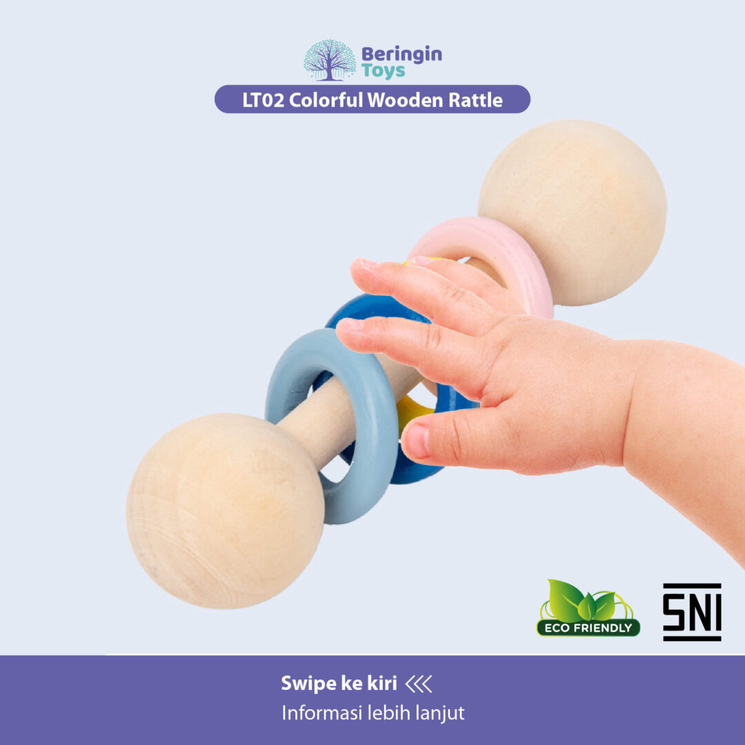 Beringin Toys Mainan / Wooden Ring Rattle / Mainan Rattle Kayu Stick - Gambar 3