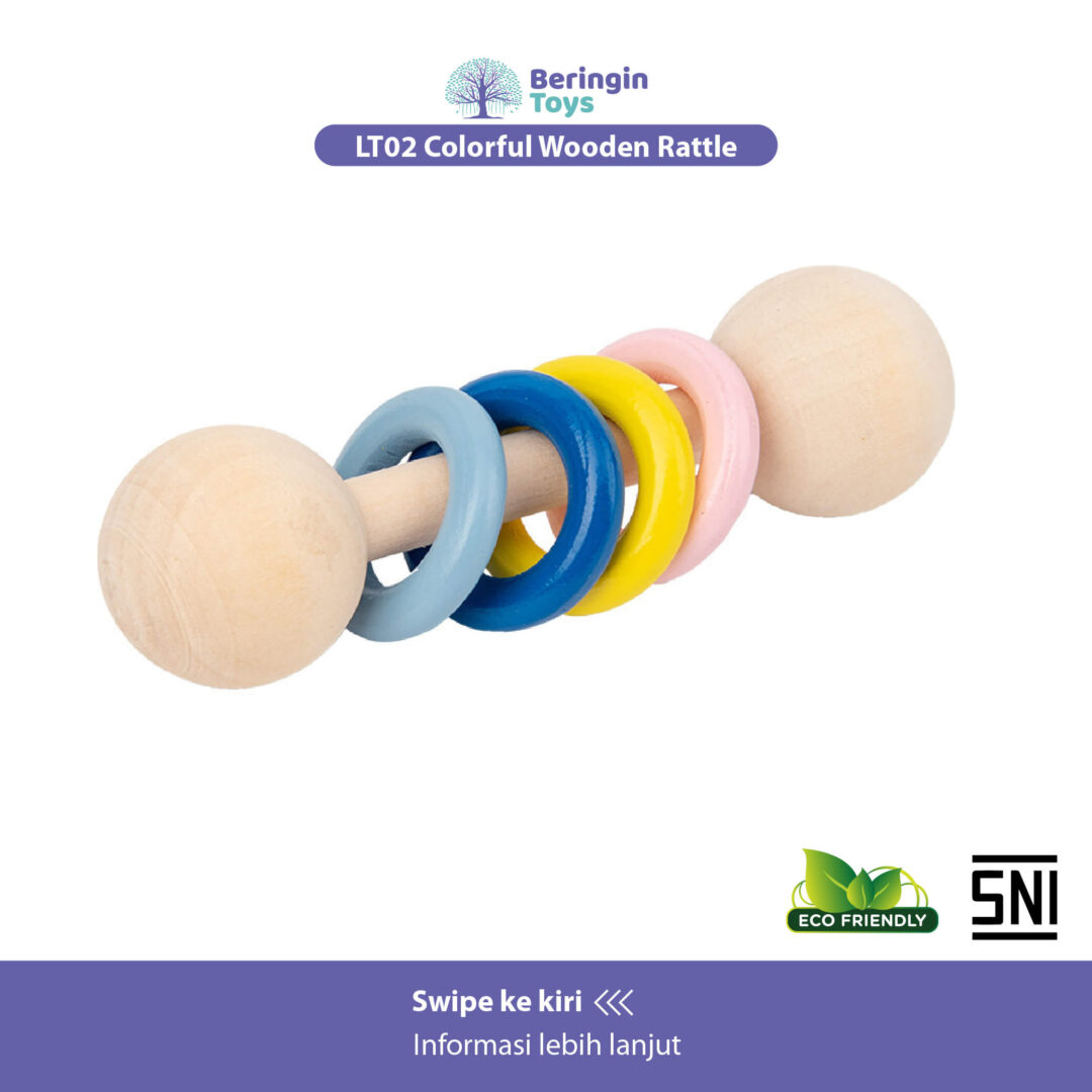 Beringin Toys Mainan / Wooden Ring Rattle / Mainan Rattle Kayu Stick - Gambar 5