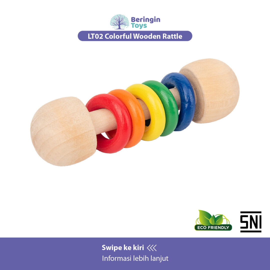 Beringin Toys Mainan / Wooden Ring Rattle / Mainan Rattle Kayu Stick - Gambar 6