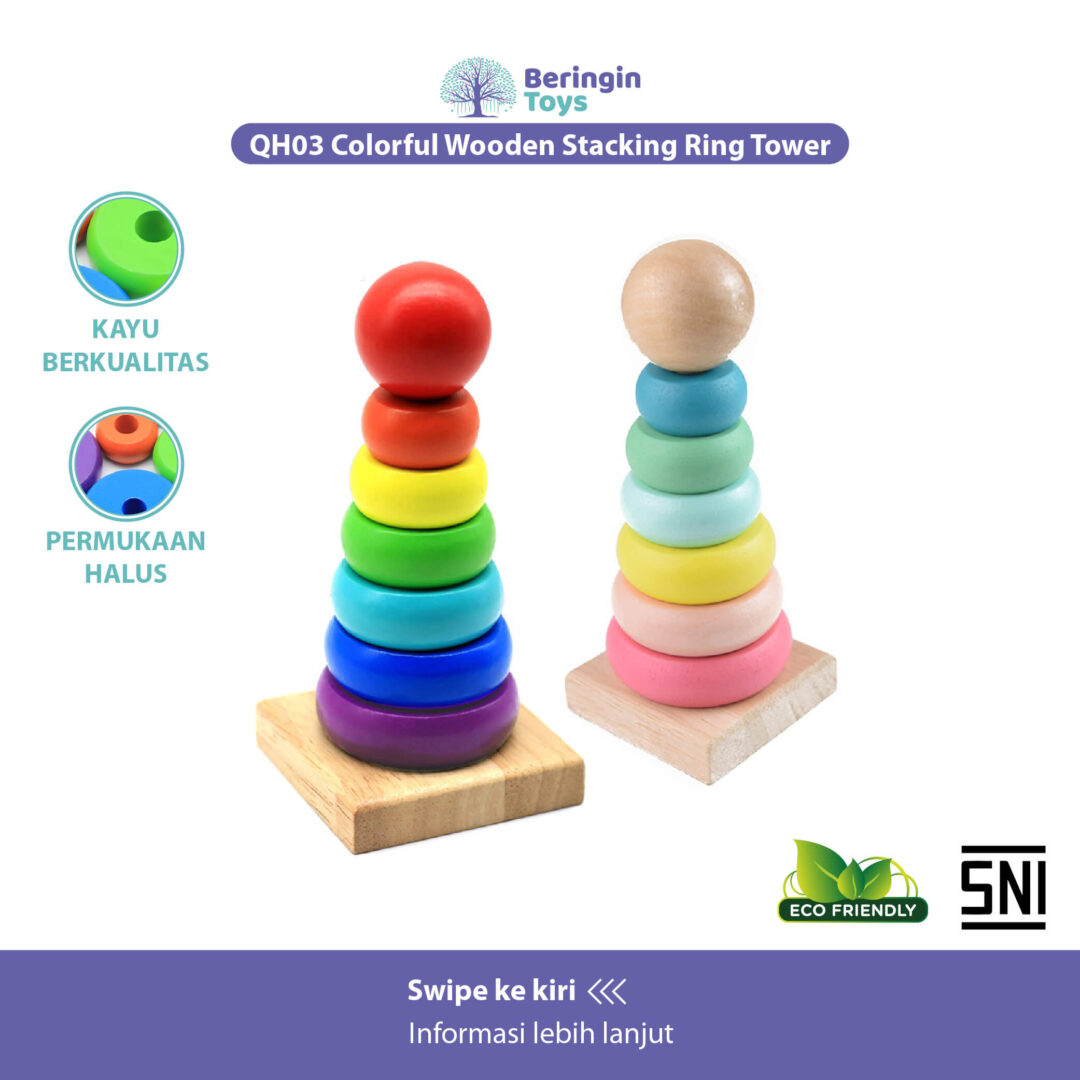 Beringin Toys Mainan Edukasi Anak Rainbow Tower / Mainan Menara Donat