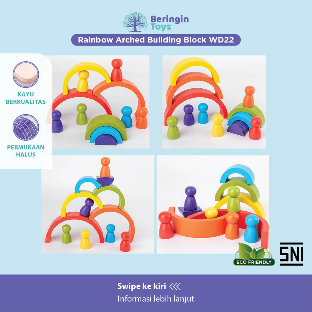 Beringin Toys Mainan Edukasi Rainbow Arched Building Block Mainan Balok