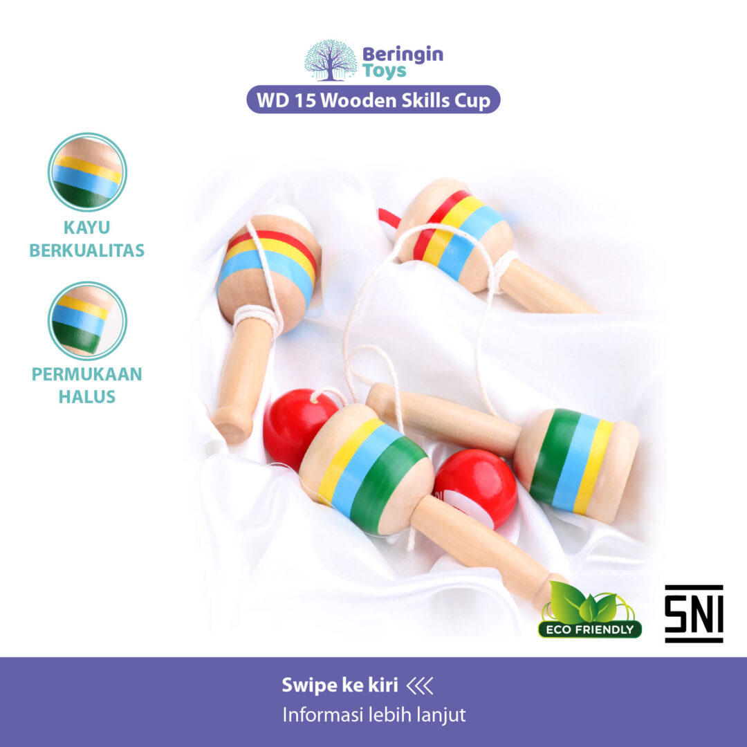 Beringin Toys Cup Game / Wooden Skill Cup / Mainan Edukasi Bola - Gambar 5