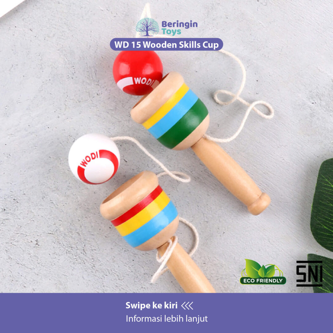 Beringin Toys Cup Game / Wooden Skill Cup / Mainan Edukasi Bola