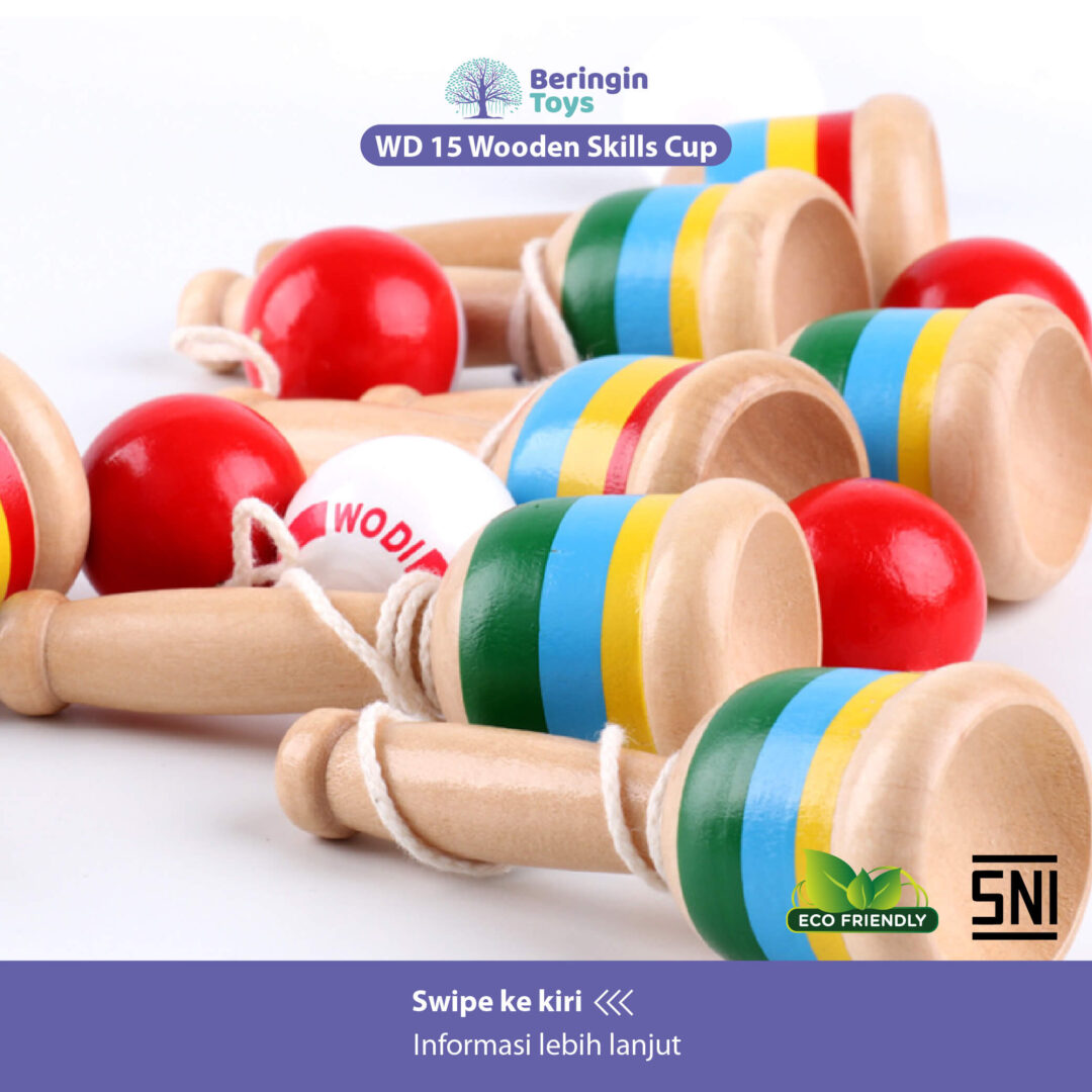 Beringin Toys Cup Game / Wooden Skill Cup / Mainan Edukasi Bola - Gambar 3
