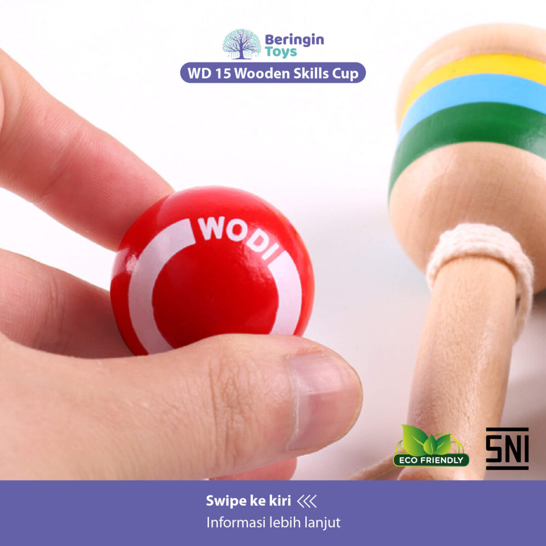 Beringin Toys Cup Game / Wooden Skill Cup / Mainan Edukasi Bola - Gambar 2